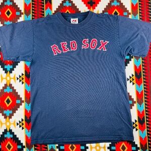 Vintage Boston Red Sox Jason Varitek #33 Majestic T-Shirt – Navy Blue MLB Tee L